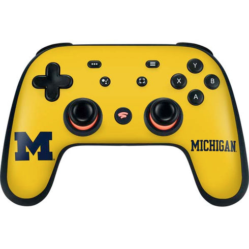 University of Michigan M Logo Yellow Google Stadia Controller Skin